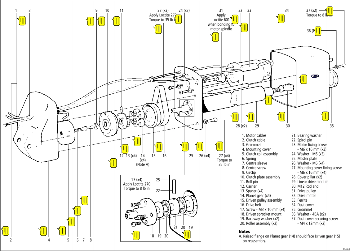 Mechanical Linear Drive exploded diagram / parts list