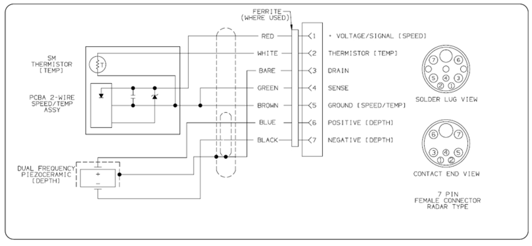Wiring diagram / pin-out for transducer for CP370 Sounder Module